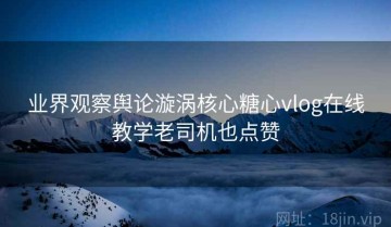 业界观察舆论漩涡核心糖心vlog在线教学老司机也点赞