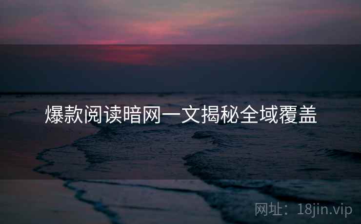 爆款阅读暗网一文揭秘全域覆盖